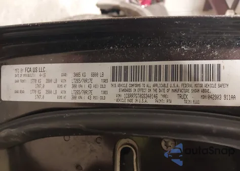 2016 Ram 1500 Outdoorsman z USA, uszkodzony, nr VIN 1C6RR7GT0GS340146